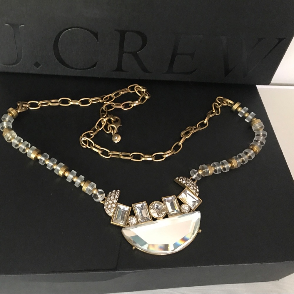 J. Crew Mirrored Crystal Necklace with Gold Links