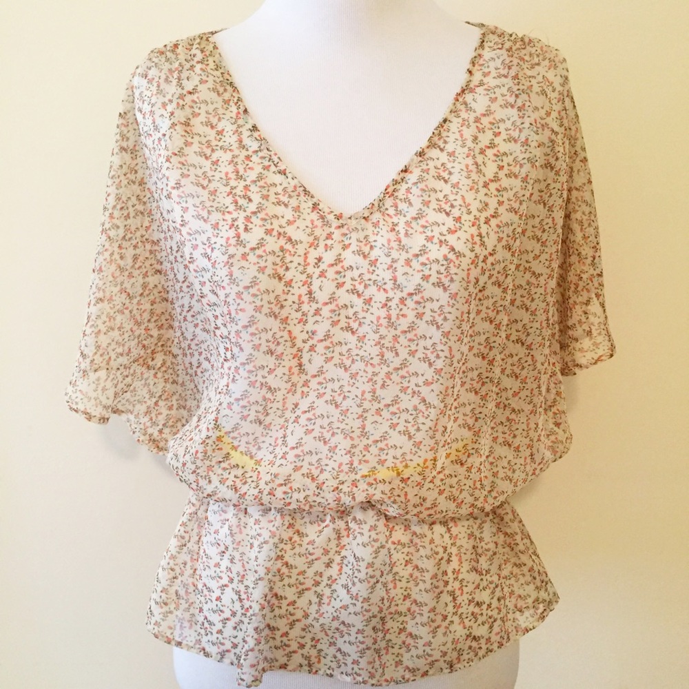 SOLD F21 cute sheer flower peasant top