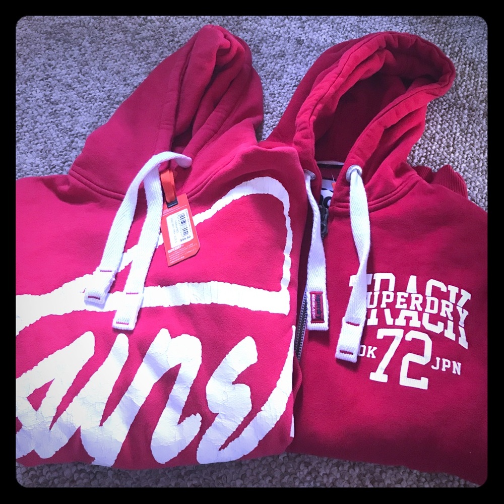2 new (tags on) Superdry hooded sweatshirts