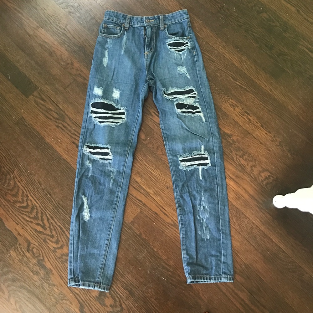 Carmar high waisted distressed jeans