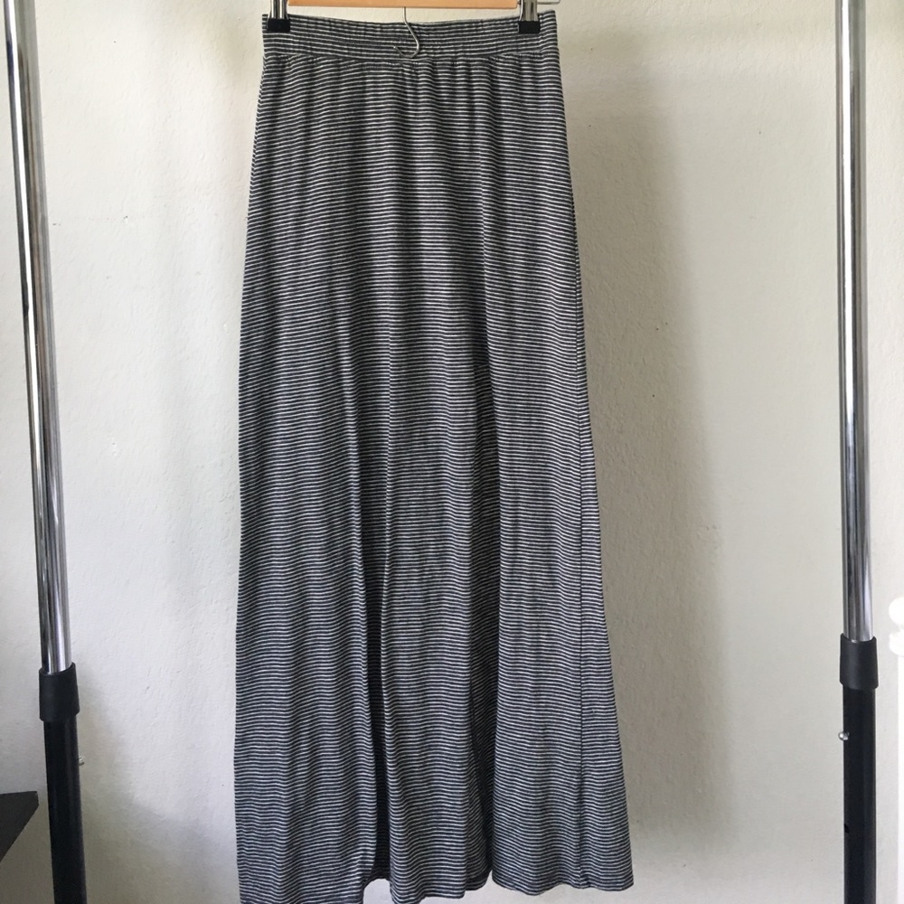 Gray Striped Maxi Skirt