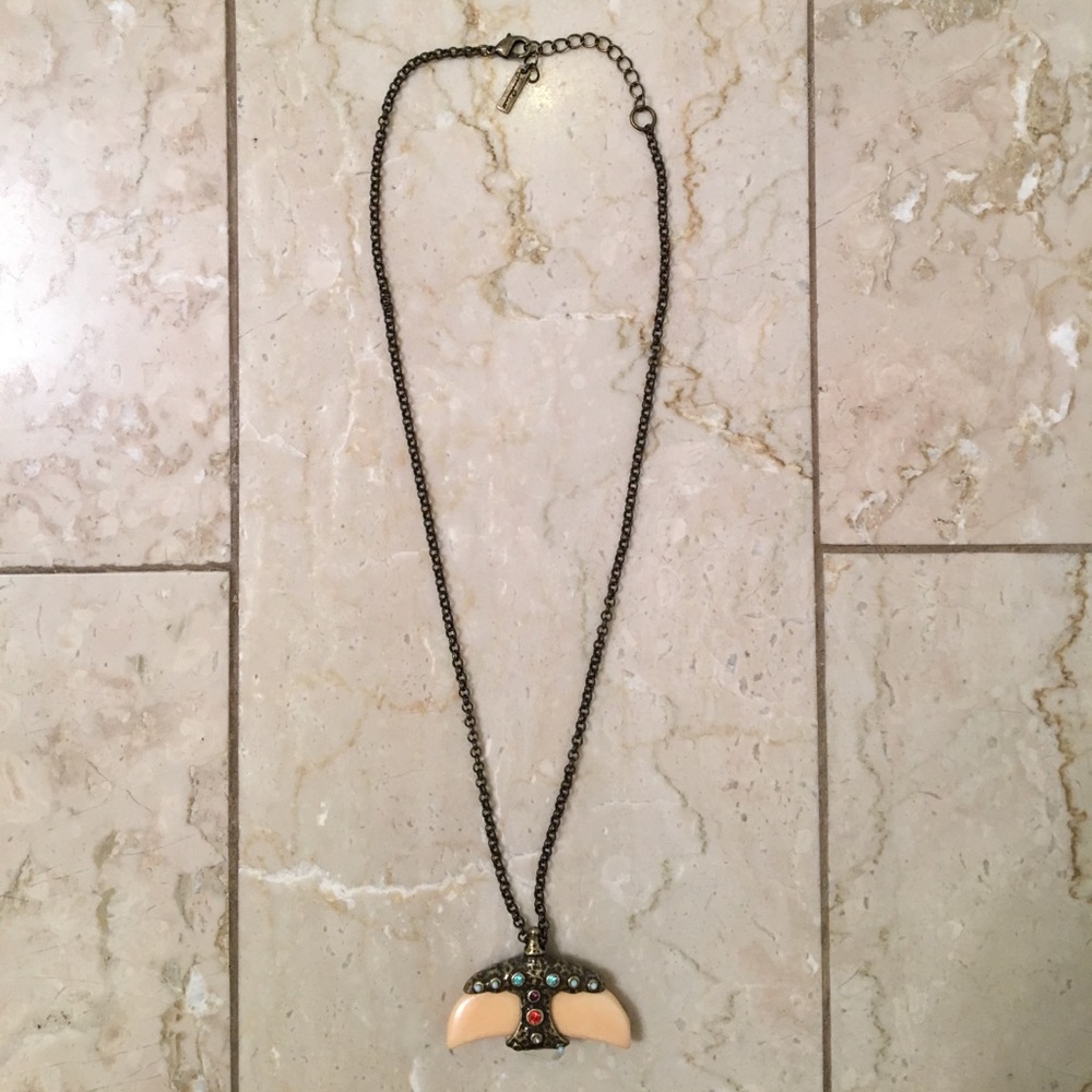 Boho horn pendant necklace