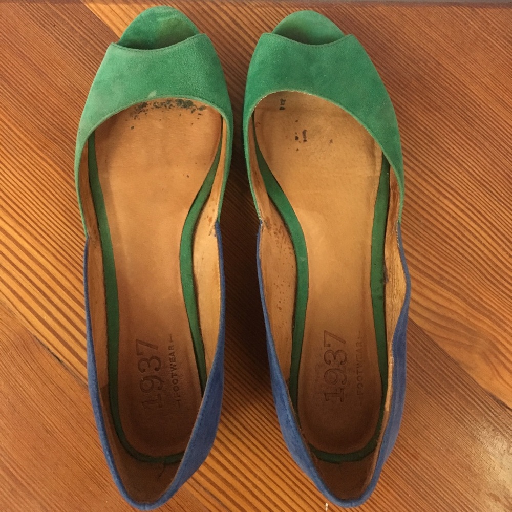 Madewell Blue and Green Leather Suede Flats Size 7 - Picture 2 of 4