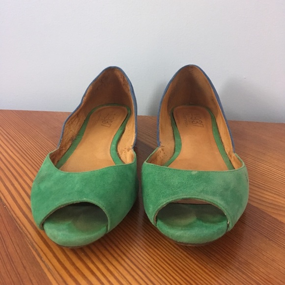 Madewell Blue and Green Leather Suede Flats Size 7 - Picture 3 of 4