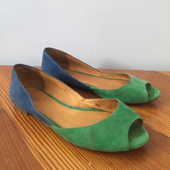 Madewell Blue and Green Leather Suede Flats Size 7 - Picture 4 of 4