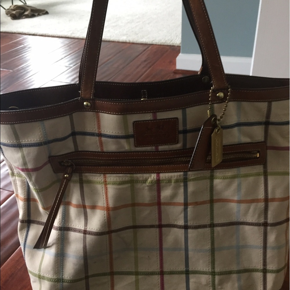 Coach Summer Plaid Tote