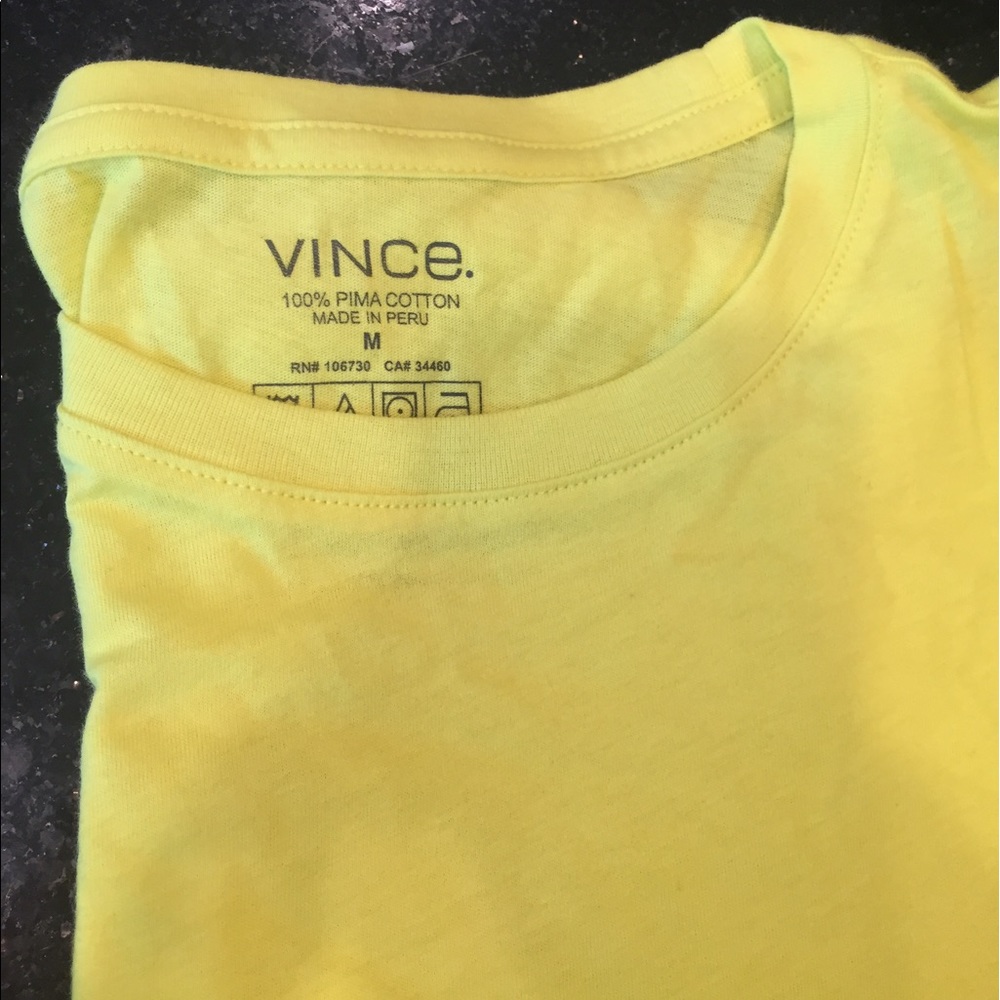 Vince Highlighter Yellow Cotton T-Shirt