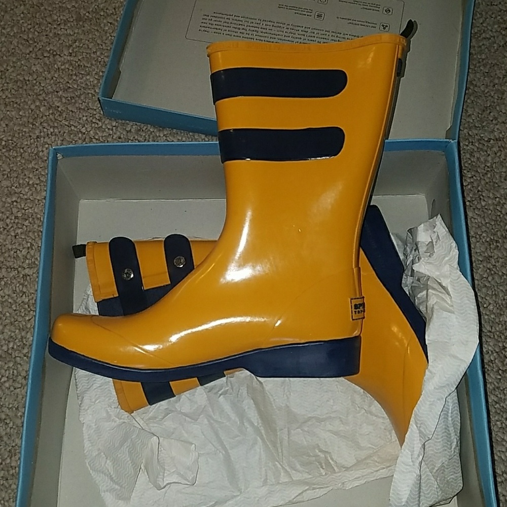 Sperry Top-Sider Yellow Blue Pelican Rain Boots