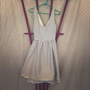 Lauren Conrad Navy and White Dress with Open Back