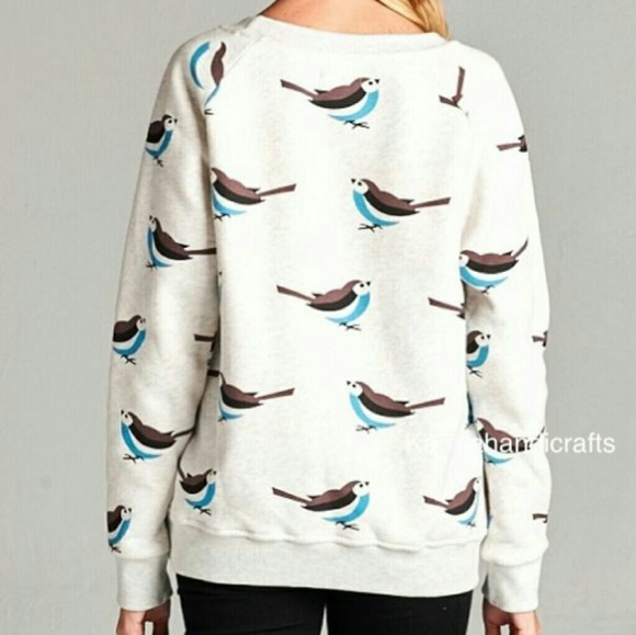 ⤵ LA SOUL Gypsy Boho Bird Print Sweatshirt. - Picture 2 of 2