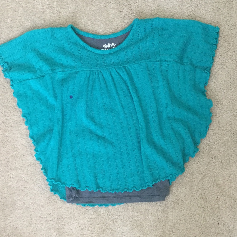 Teal butterfly winged blouse