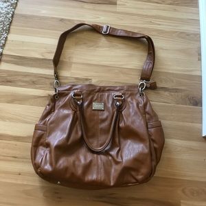 Brown leather satchel purse