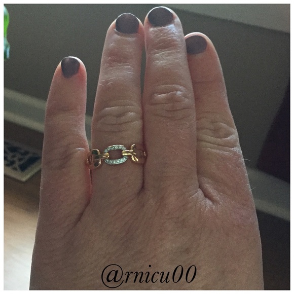 ❤️Size 8! Platinum Link Sapphire Crystal Gold Ring - Picture 6 of 8