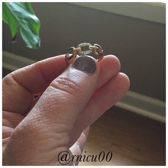 ❤️Size 8! Platinum Link Sapphire Crystal Gold Ring - Picture 7 of 8