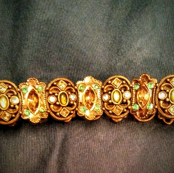 💲 JEWELED BRACELET WITH GOLDS, GREENS, BLUE - Picture 4 of 4