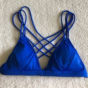PINK Blue Strappy back swim top
