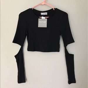 LF Rumor black ribbed crop long sleeve NWT