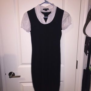 Black dress with white sleeves attached