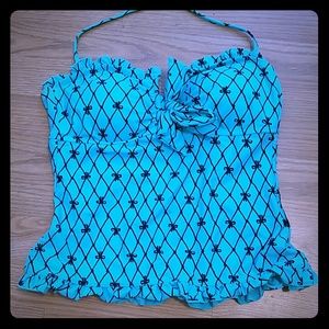 Betsey Johnson Turquoise Tankini Top
