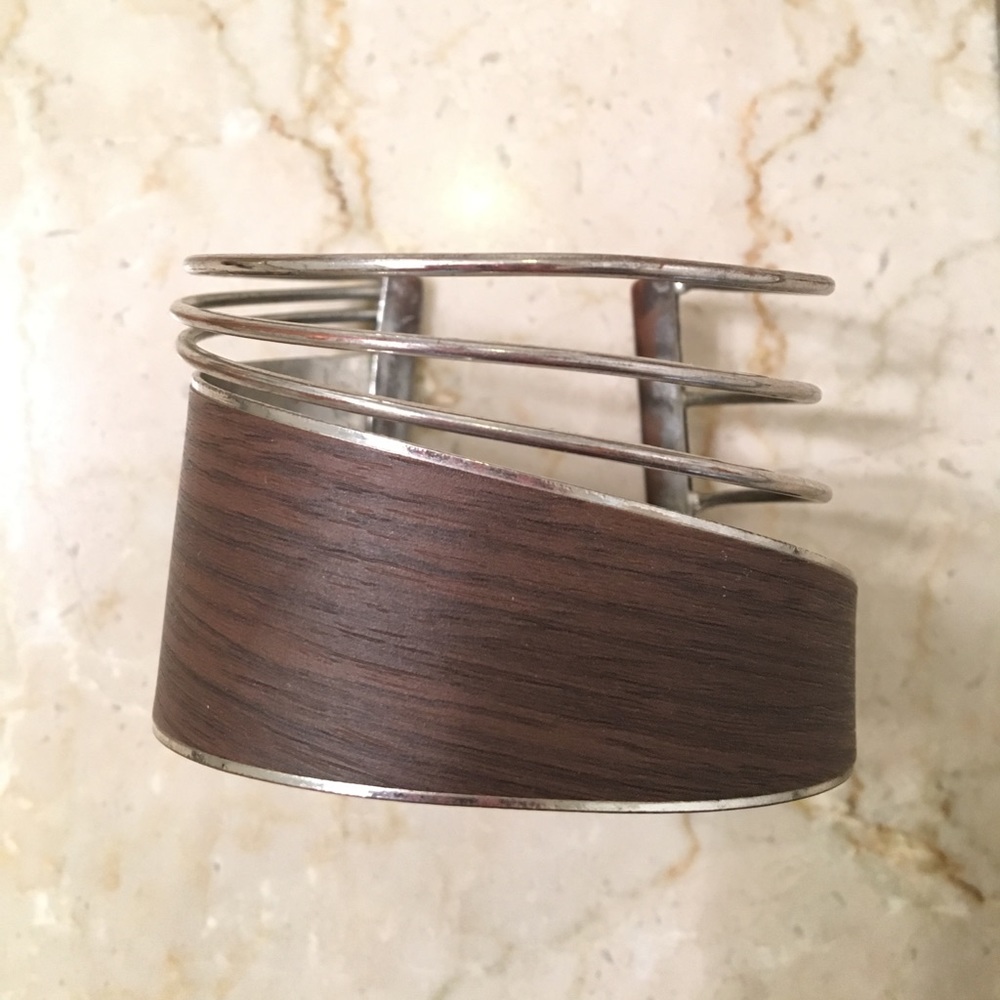 Wood print metal cuff