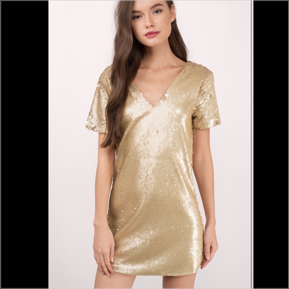 TOBI gold sequence dress.
