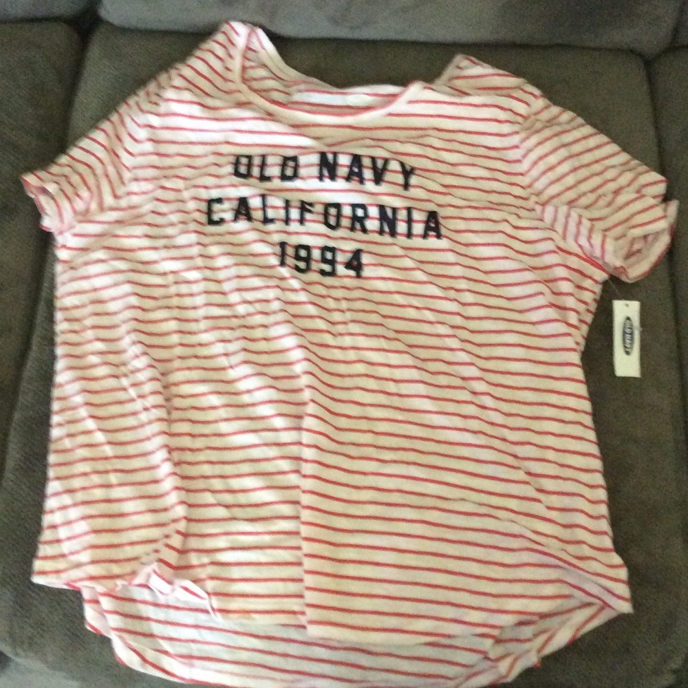Red and white striped old navy shirt