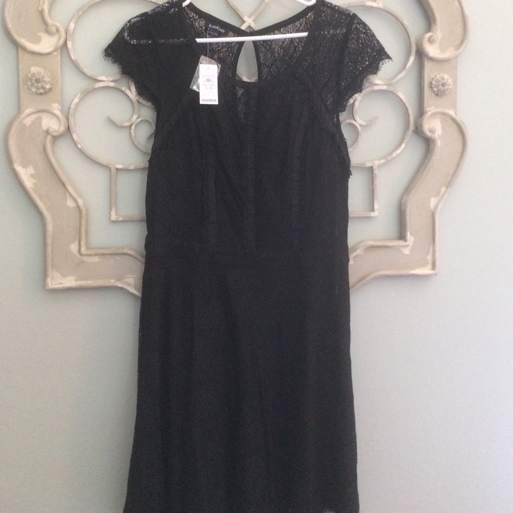 Bebe blk lace dress NWT sz L