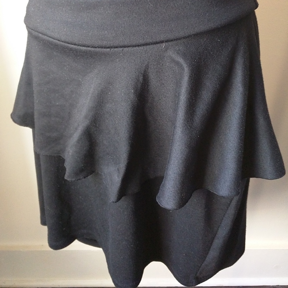 Plus size Sexy black peplum mini skirt
