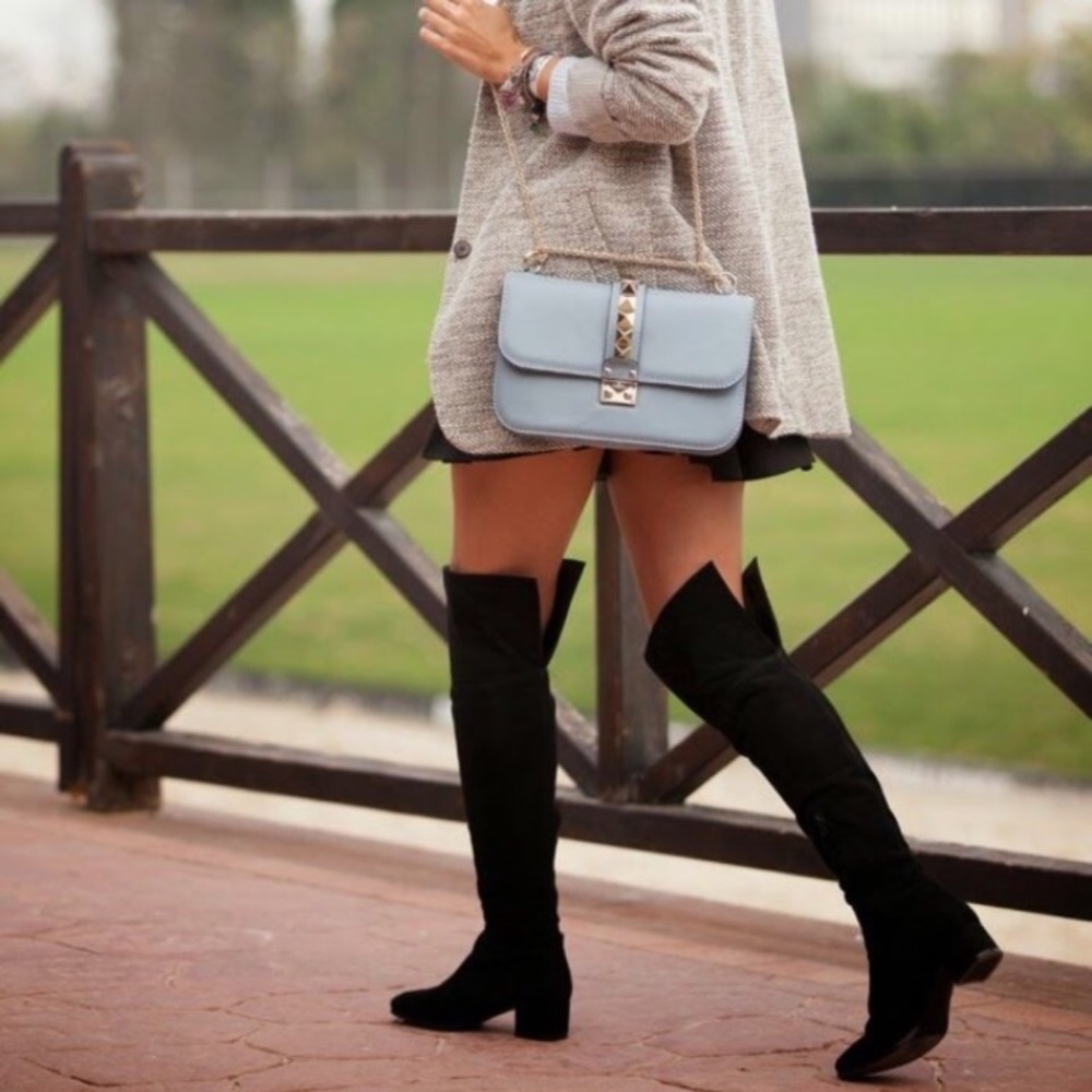 Zara suede leather knee high / over the knee boots