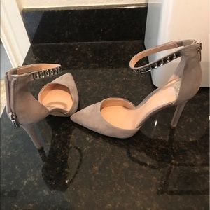 Grey suede high heels