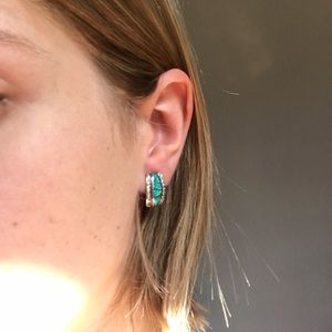 Opal sterling and cubic zirconia earrings