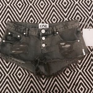 One Teaspoon Trash Whore Distressed Denim Shorts