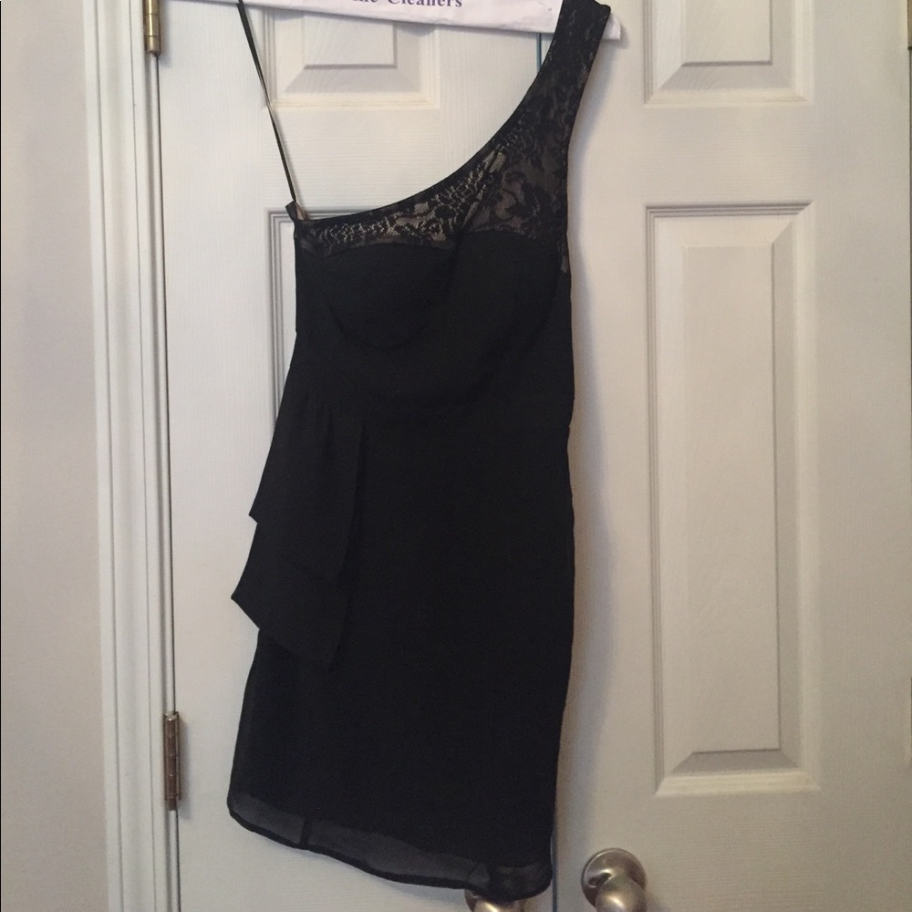 Nom De Plume One Shoulder Black Mini Dress
