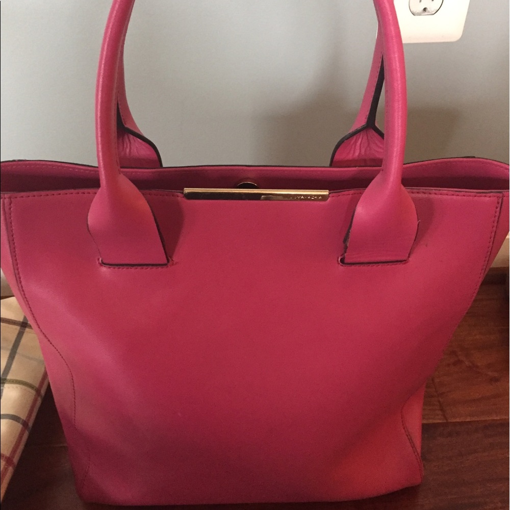 BCBG Hot Pink Leather Tote Bag