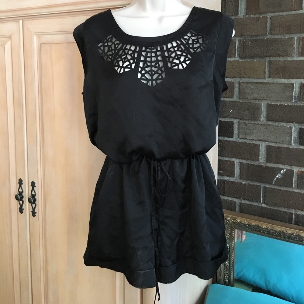 Rory Beca black silk romper Sz L
