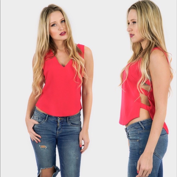 •Sale• Pink V Neck Open Side Top - Picture 5 of 5