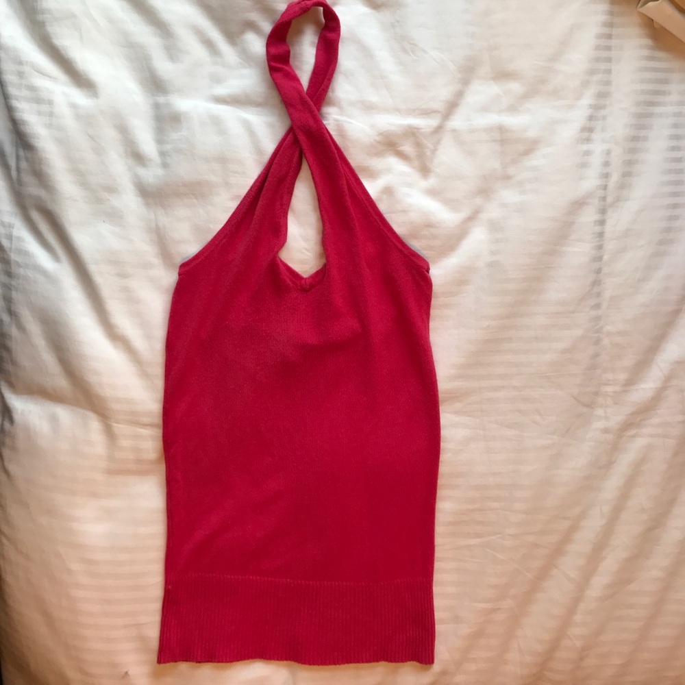 Bebe Keyhole Crisscross Halter Top