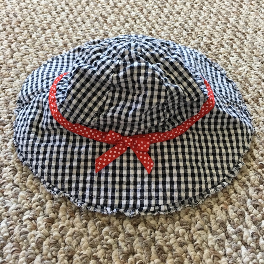 Baby girl hat red/white & blue w/bow