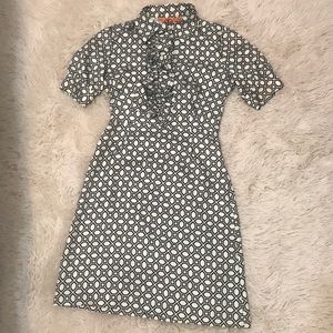 Tory burch geometric ruffle silk dress