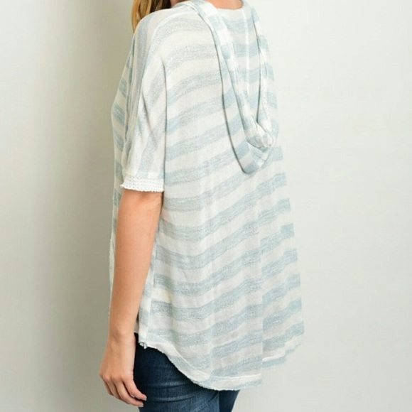 Boutique crochet trim hooded BOHO hi-lo top! - Picture 3 of 8