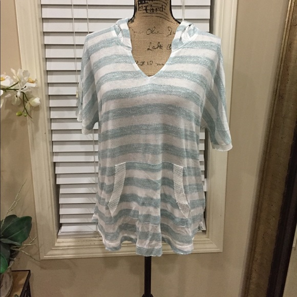 Boutique crochet trim hooded BOHO hi-lo top! - Picture 2 of 8