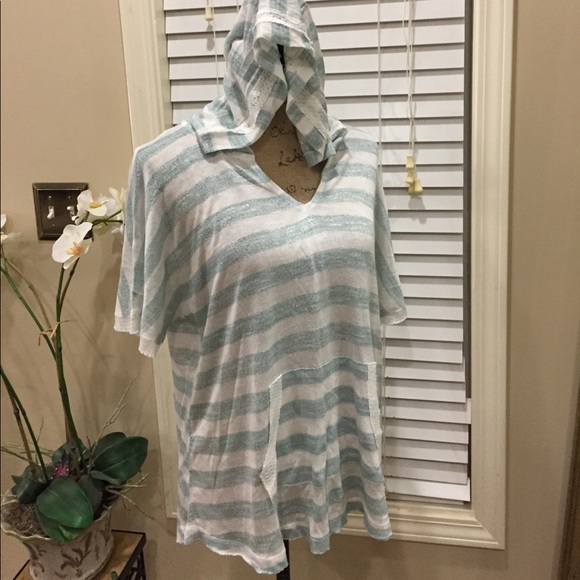 Boutique crochet trim hooded BOHO hi-lo top! - Picture 7 of 8