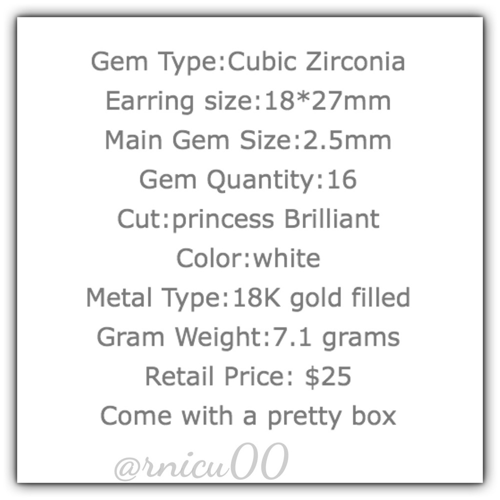 *Last 1*Princess Cut CZ Gold Huggie Hoop Earrings! - Picture 7 of 8