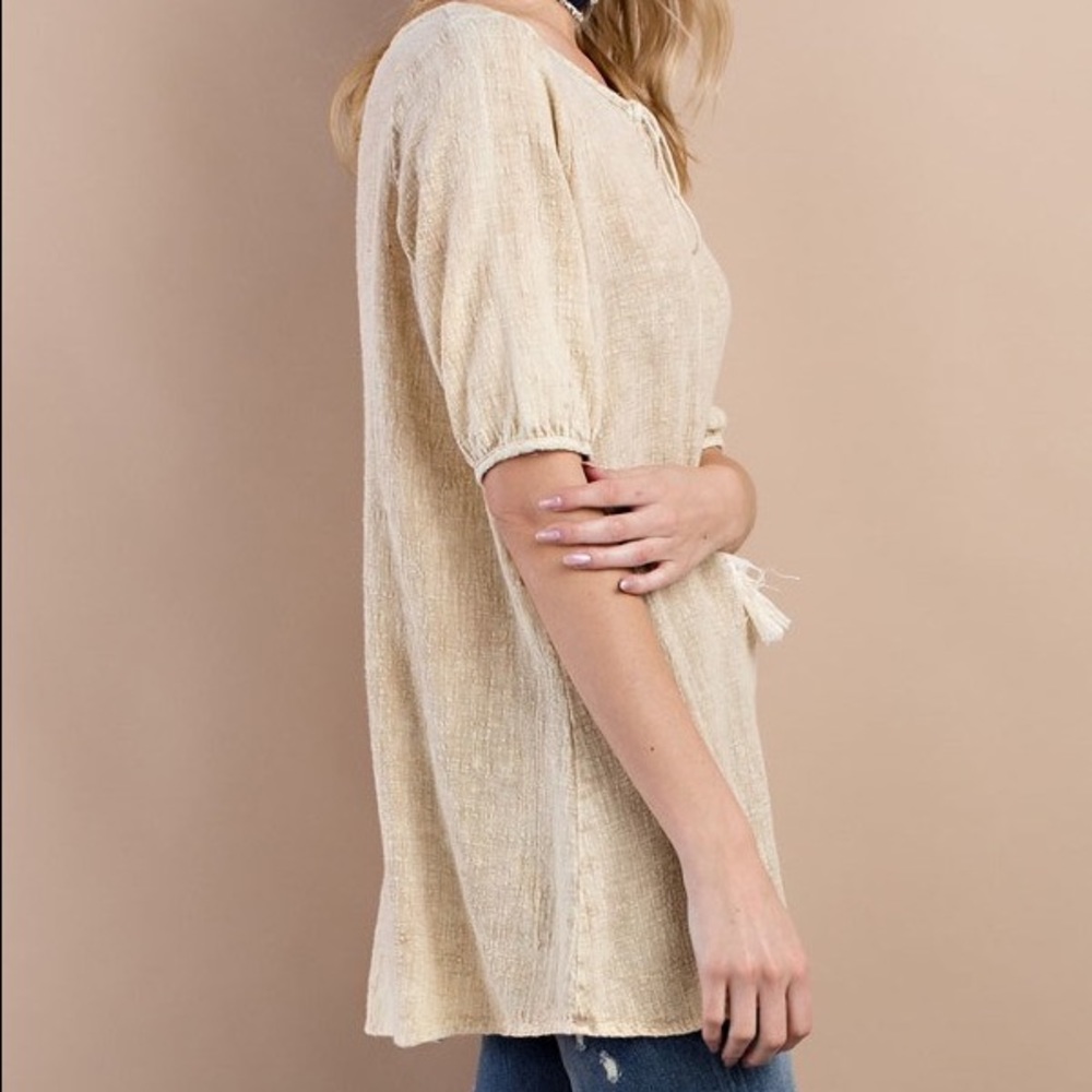  Gauze Mineral Washed Tassel Tunic - Picture 3 of 6