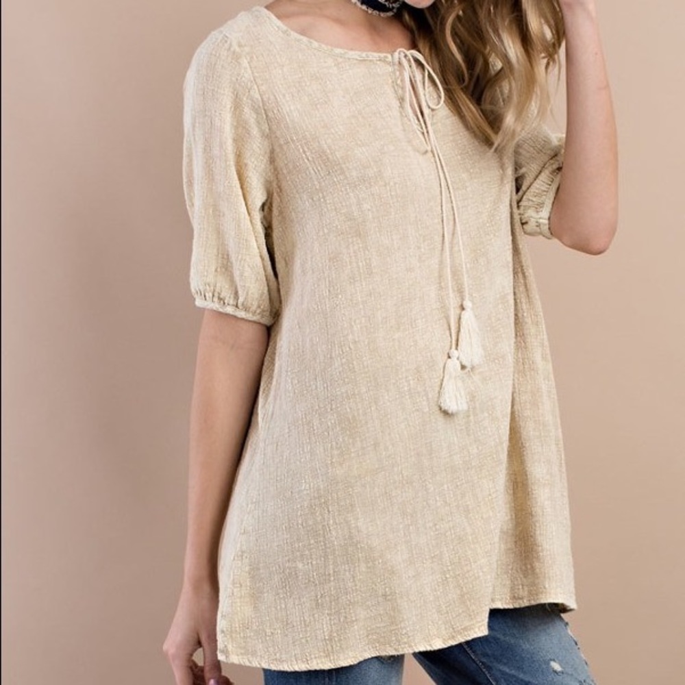  Gauze Mineral Washed Tassel Tunic - Picture 5 of 6