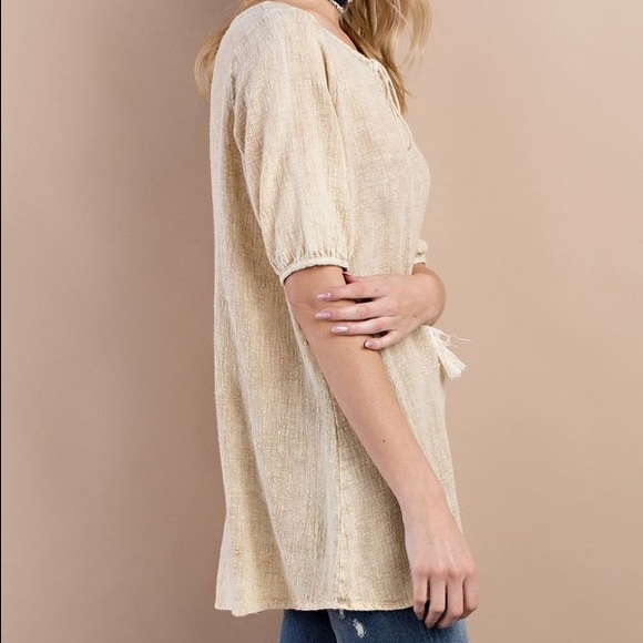  Gauze Mineral Washed Tassel Tunic - Picture 3 of 6