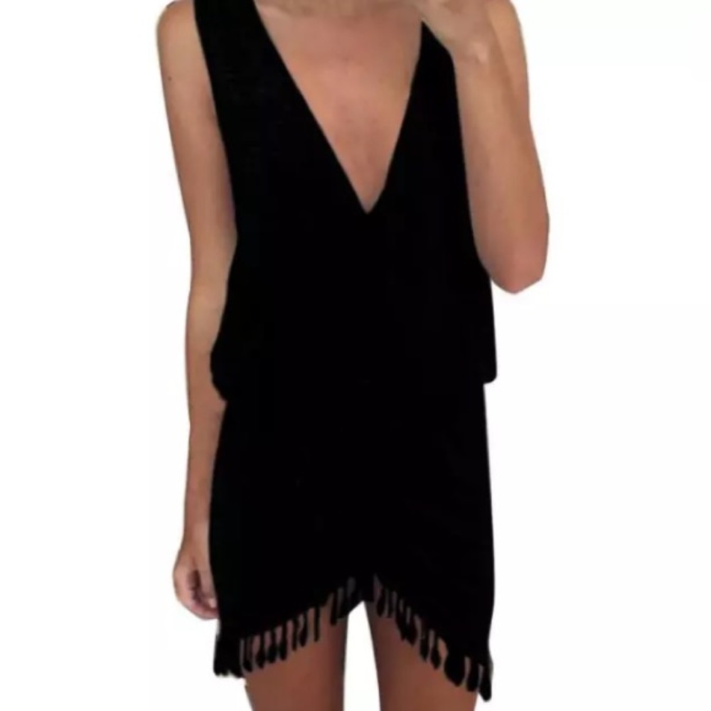 Boho Crochet Fringe Wrap in Black!