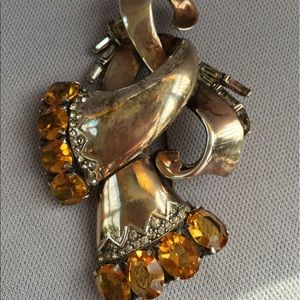 NORDIC Sterling Silver Rhinestone Vermeil Lg PIN
