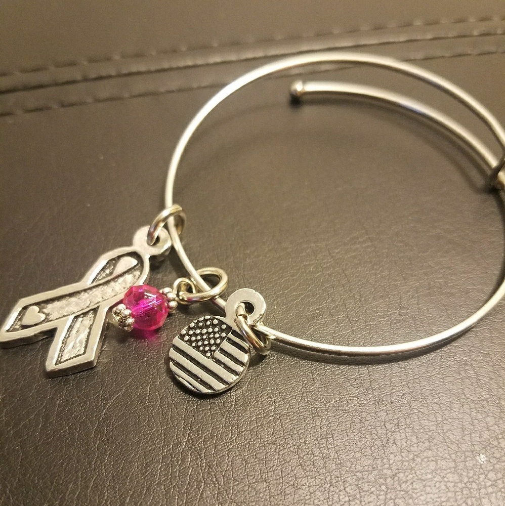 Alex and Ani Style Breast Cancer Awarness Bracelet