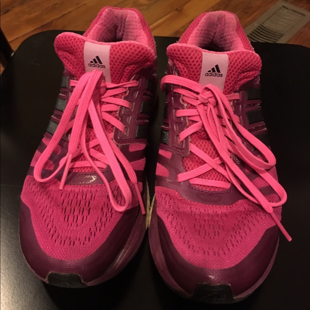 Pink adidas boost running shoes